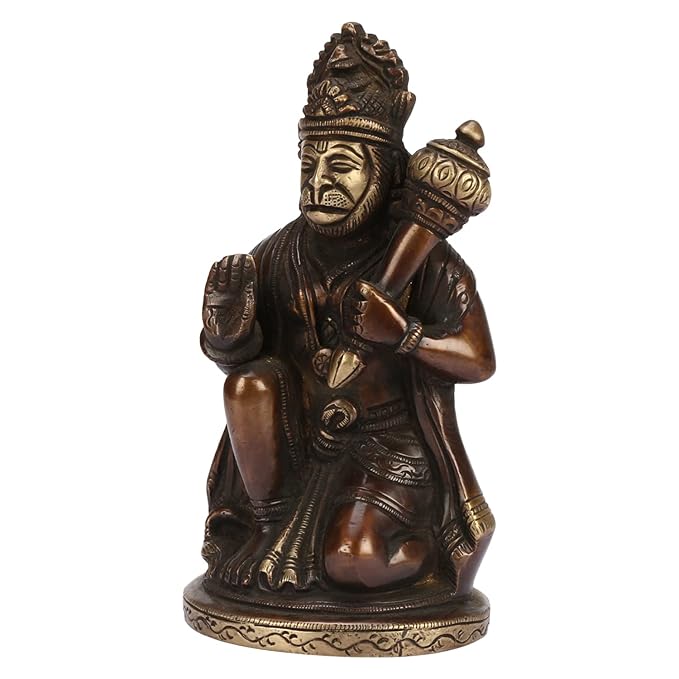 Brassaura™ Sacred Brass Hanuman Murti – Height 6.8 Inches & Weight 1 Kgs | Handcrafted Idol