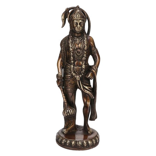 Brassaura™ Traditional Brass Hanuman Idol – Height 11.2 Inches & Weight 2.2 Kgs | Devotional Figurine