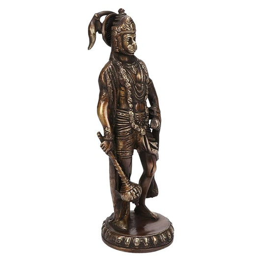 Brassaura® Traditional Brass Hanuman Idol – Height 11.2 Inches | Devotional Figurine