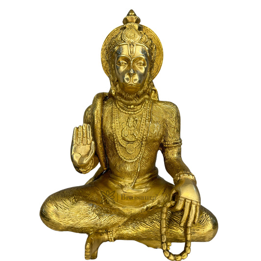 Brassaura™ Premium Brass Hanuman Idol – Height 11.6 Inches & Weight 4.85 Kgs | Sacred Accent