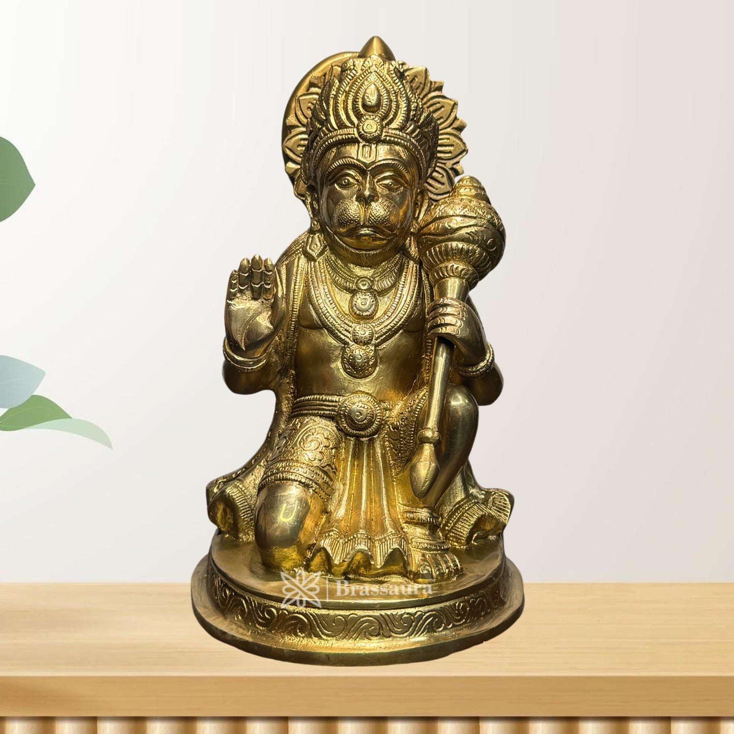 Brassaura™ Brass Hanuman Idol with Fine Detailing – Height 11.2 Inches & Weight 3.3 Kgs