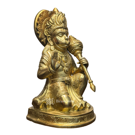 Brassaura™ Brass Hanuman Idol with Fine Detailing – Height 11.2 Inches & Weight 3.3 Kgs