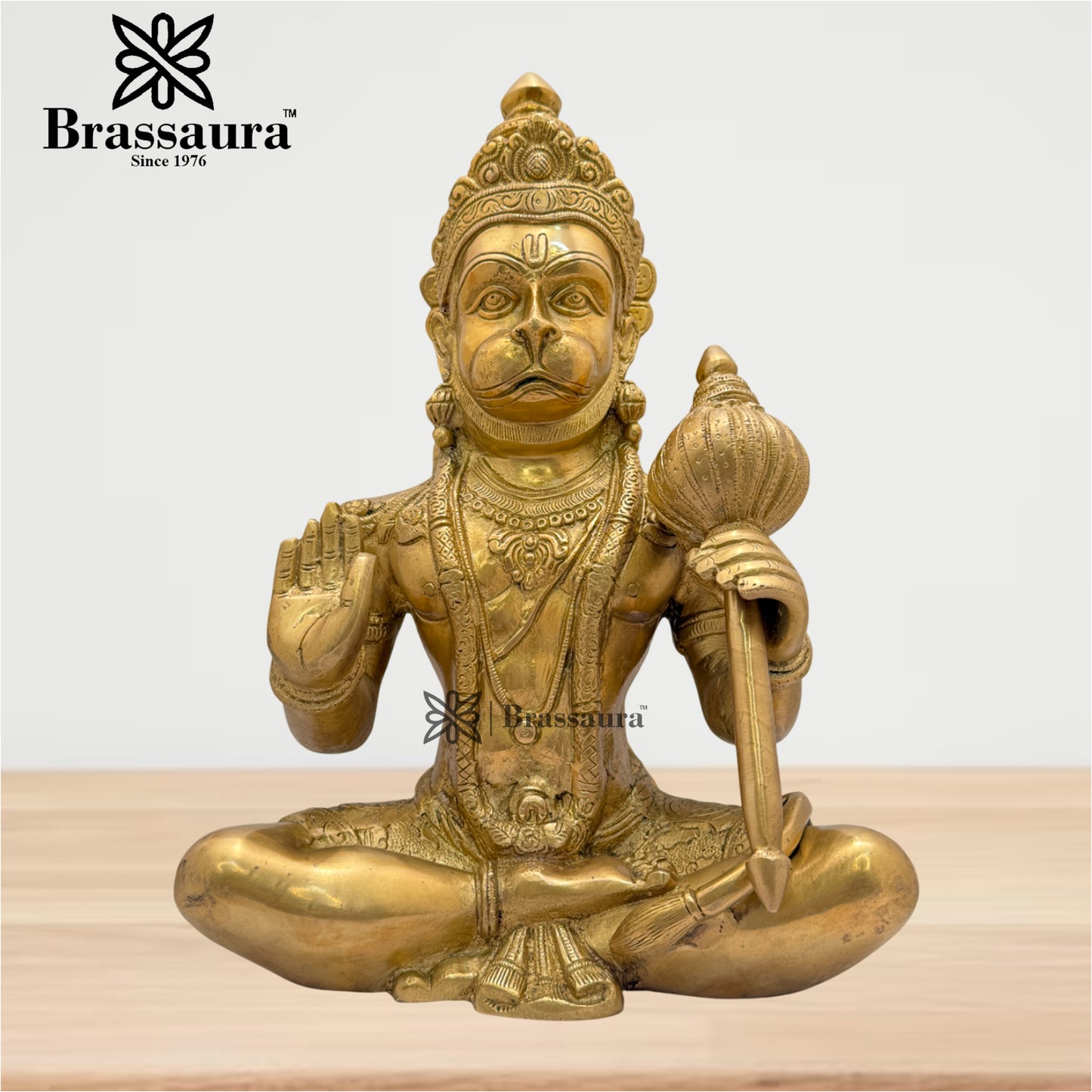 Brassaura™ Brass Hanuman Murti for Home Temple – Height 13.5 Inches & Weight 7.9 Kgs