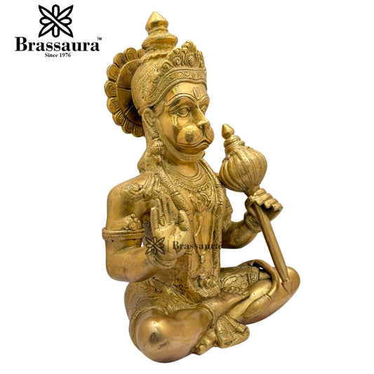 ब्रासौर™ पीतल हनुमान मूर्ति घर मंदिर के लिए – ऊँचाई 13.5 इंच और वज़न 7.9 किग्रा