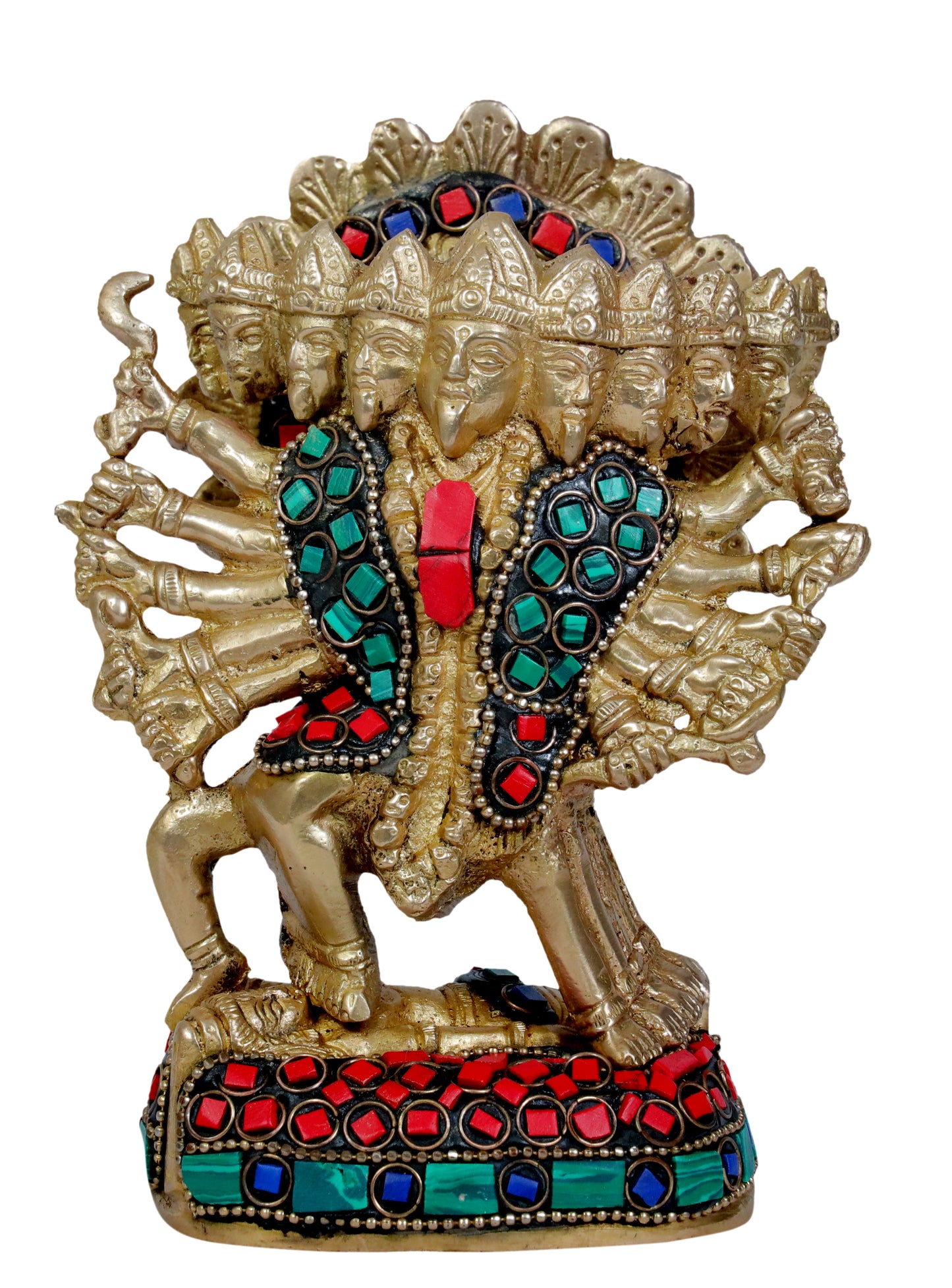 Brass Gem Stone Kali Mata Murti for Home and Decor Height 20 cm Weight 1.25 Kg