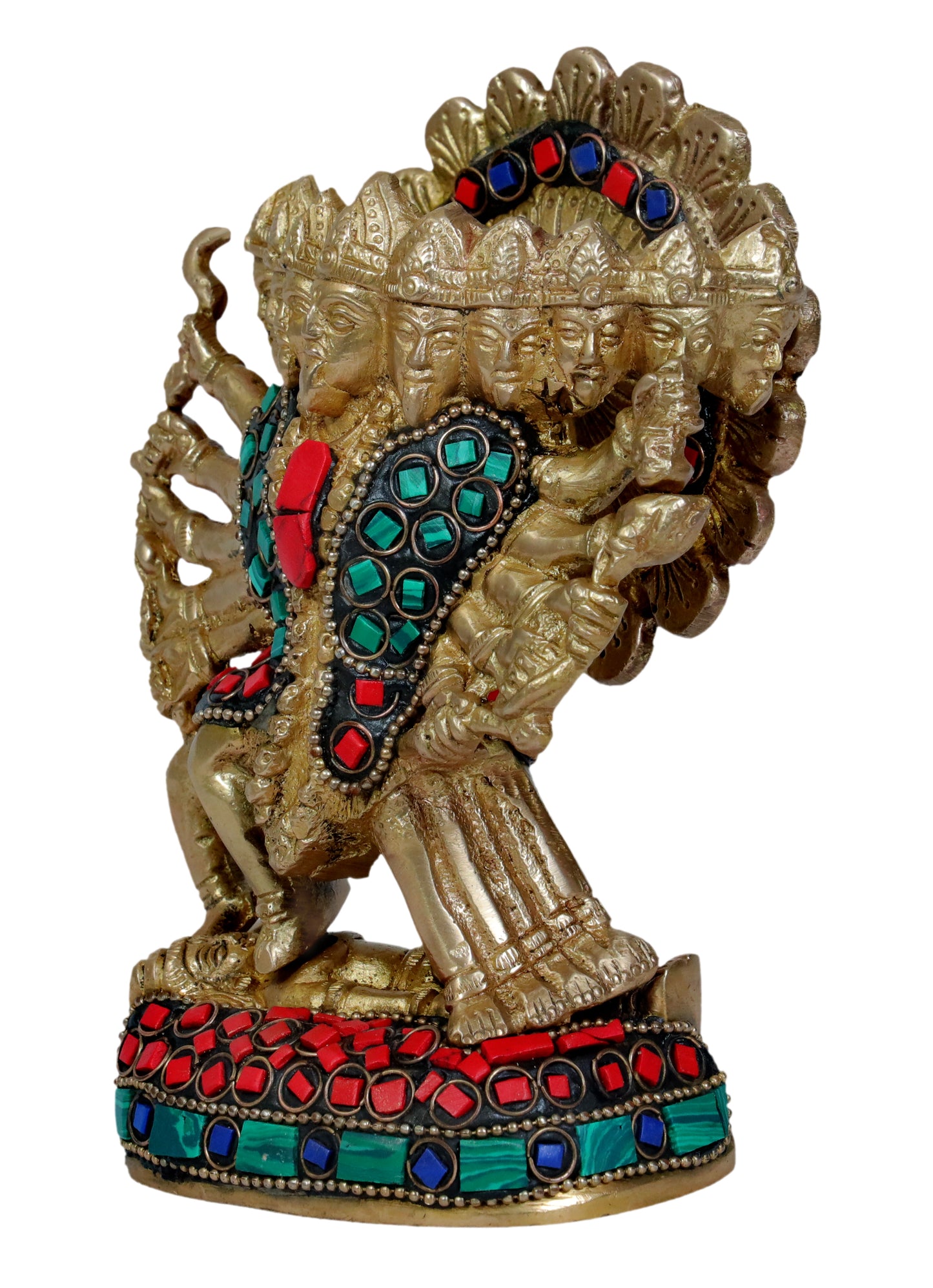Brass Gem Stone Kali Mata Murti for Home and Decor Height 20 cm Weight 1.25 Kg
