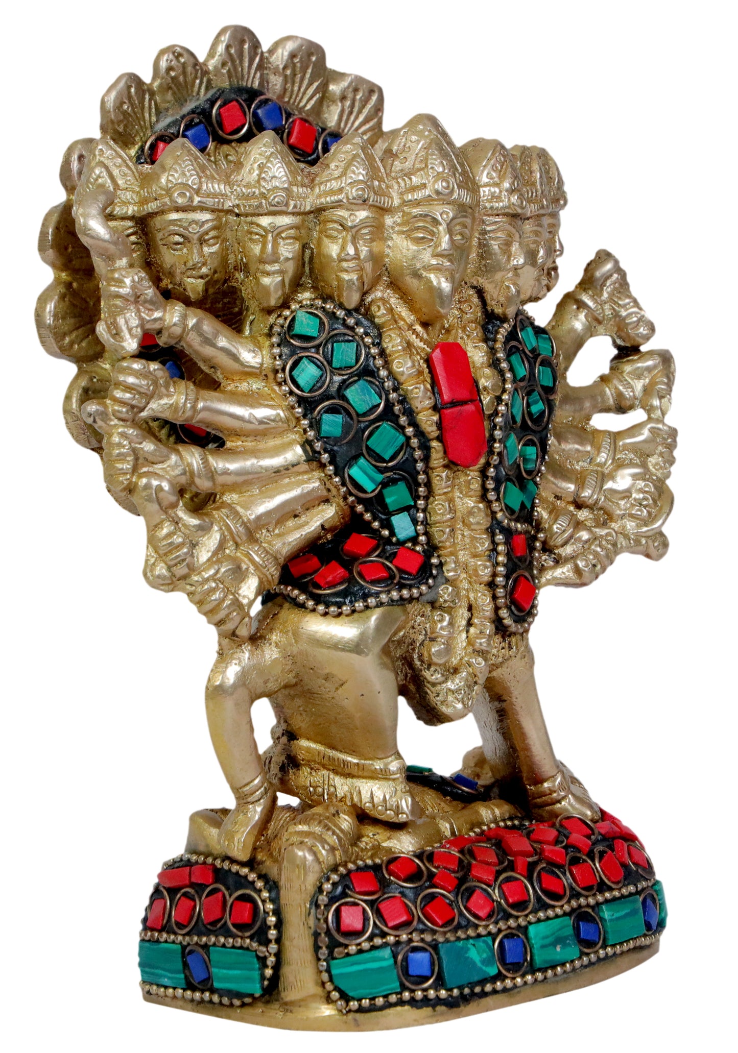 Brass Gem Stone Kali Mata Murti for Home and Decor Height 20 cm Weight 1.25 Kg