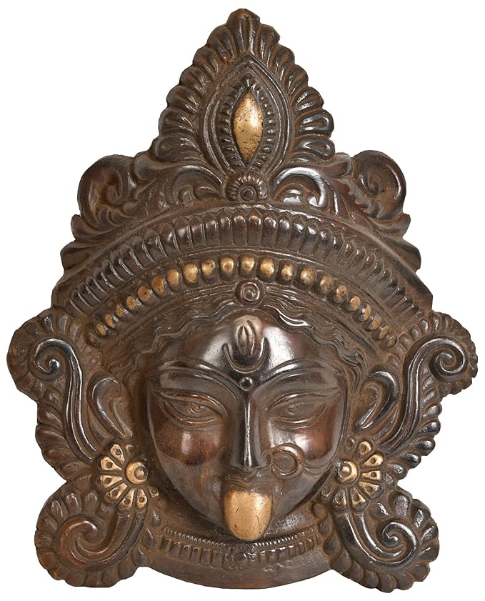 Brassaura™ Brass Durga Mata Face Murti for Wall Hanging and Home-Decor Height 5.2 Inches & Weight 2.1 Kgs