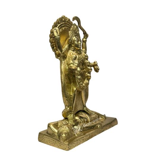 Brassaura™ Handcrafted Brass Kali Maa Murti – Height 10.8 Inches & Weight 3.71 Kgs | Temple & Home Décor