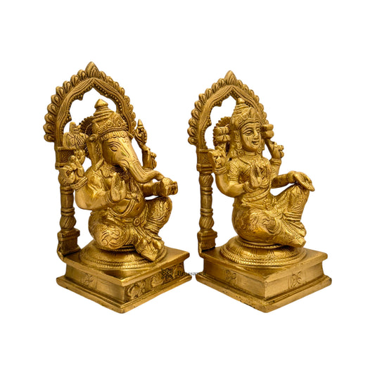 Brassaura™ Elegant Brass Laxmi Ganesha Idol – Height 9.2 Inches & Weight 5.9 Kgs | Devotional Home Décor
