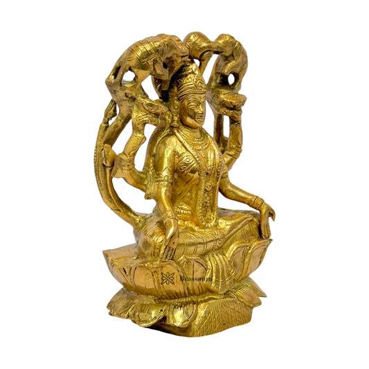Brassaura™ Devotional Brass Laxmi Murti – Height 7.2 Inches & Weight 2 Kgs | Temple Statue