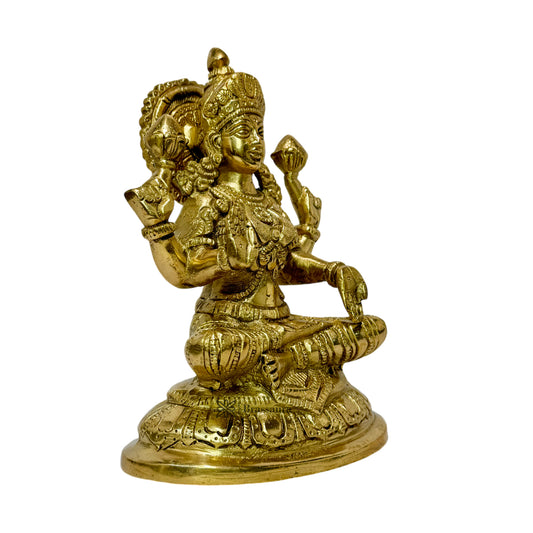 Brassaura™ Classic Brass Laxmi Statue – Height 9.6 Inches & Weight 3.44 Kgs | Puja Room Idol