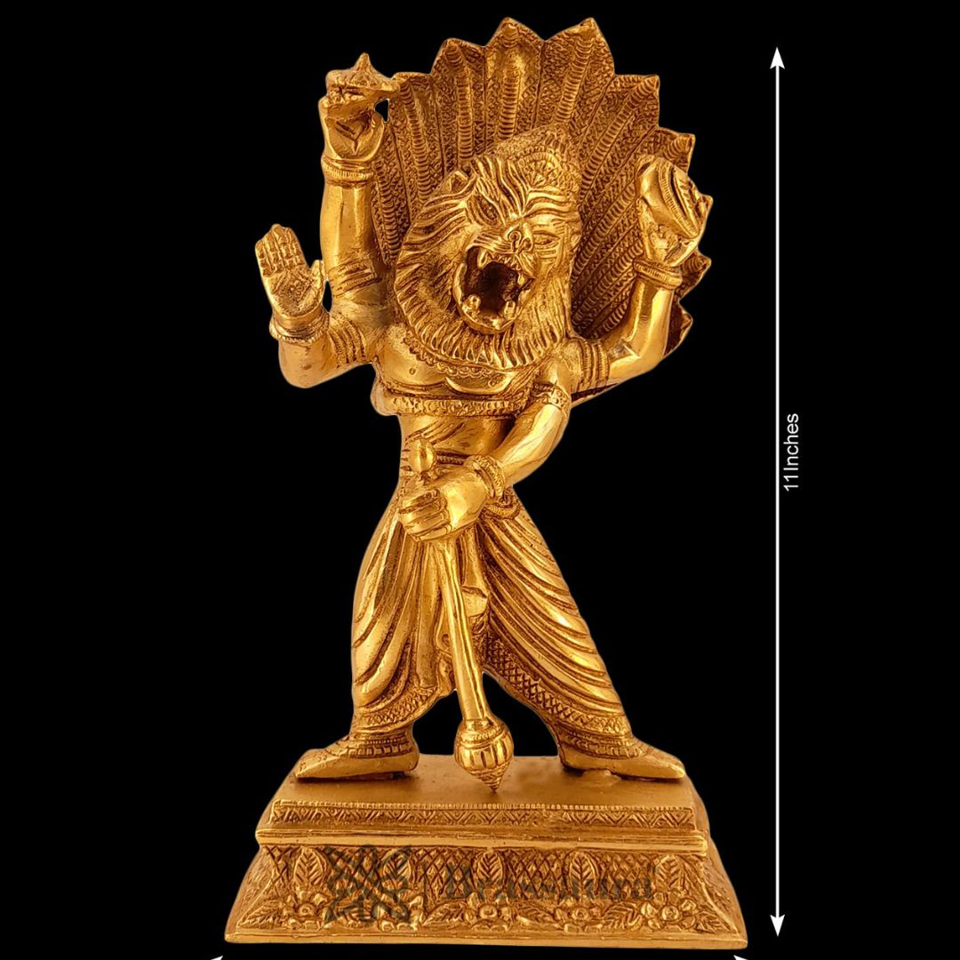 Big Brass Narasimha Statue for Home Pooja Room Items Height 30 cm and Weight 2.9 Kg