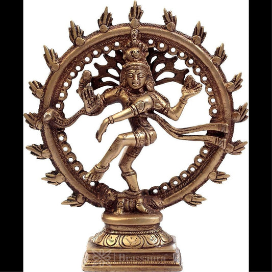 Brass Golden Natraj God Idols for Home and Decor Weight 550 Grams Height 17 cm