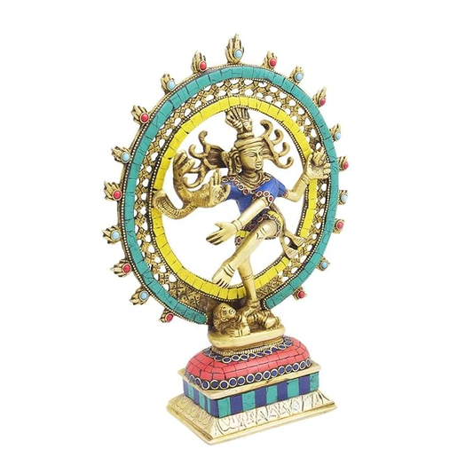 Brass Gem Stone Work Finish Natraj God Idols for Home and Decor Height 33 cm Weight 2.9 Kg