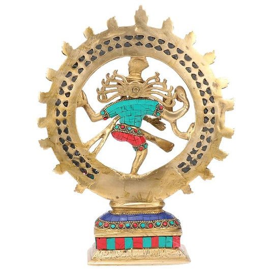 Brass Gem Stone Work Dancing Natraj God Idols for Home and Decor Height 29 cm Weight 2.9 Kg