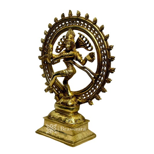 Brass Golden Finish Quality Dancing Natraj God Idols for Home and Decor Pooja Room Height 34 cm Weight 4.4 Kg