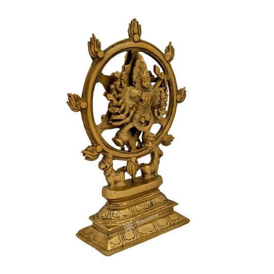Brassaura™ Golden Finish Dancing Nataraj Idol | Brass Mastercraft | Height 9.5 Inches & Weight 2.17 kgs