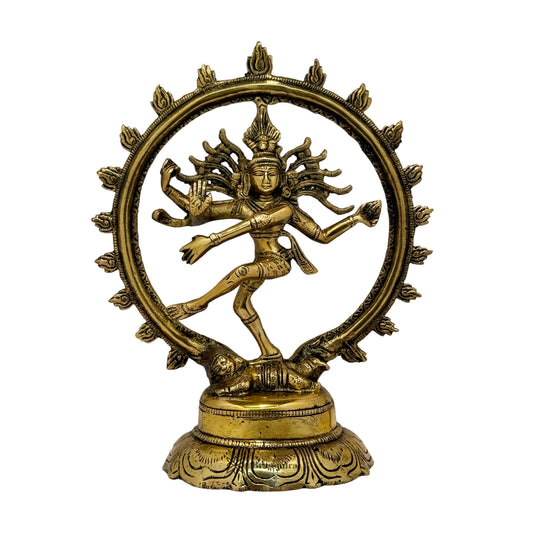 Brassaura™ Golden Finish Dancing Nataraj Brass Idol | Height 9.5 Inches & Weight 1.7 kgs