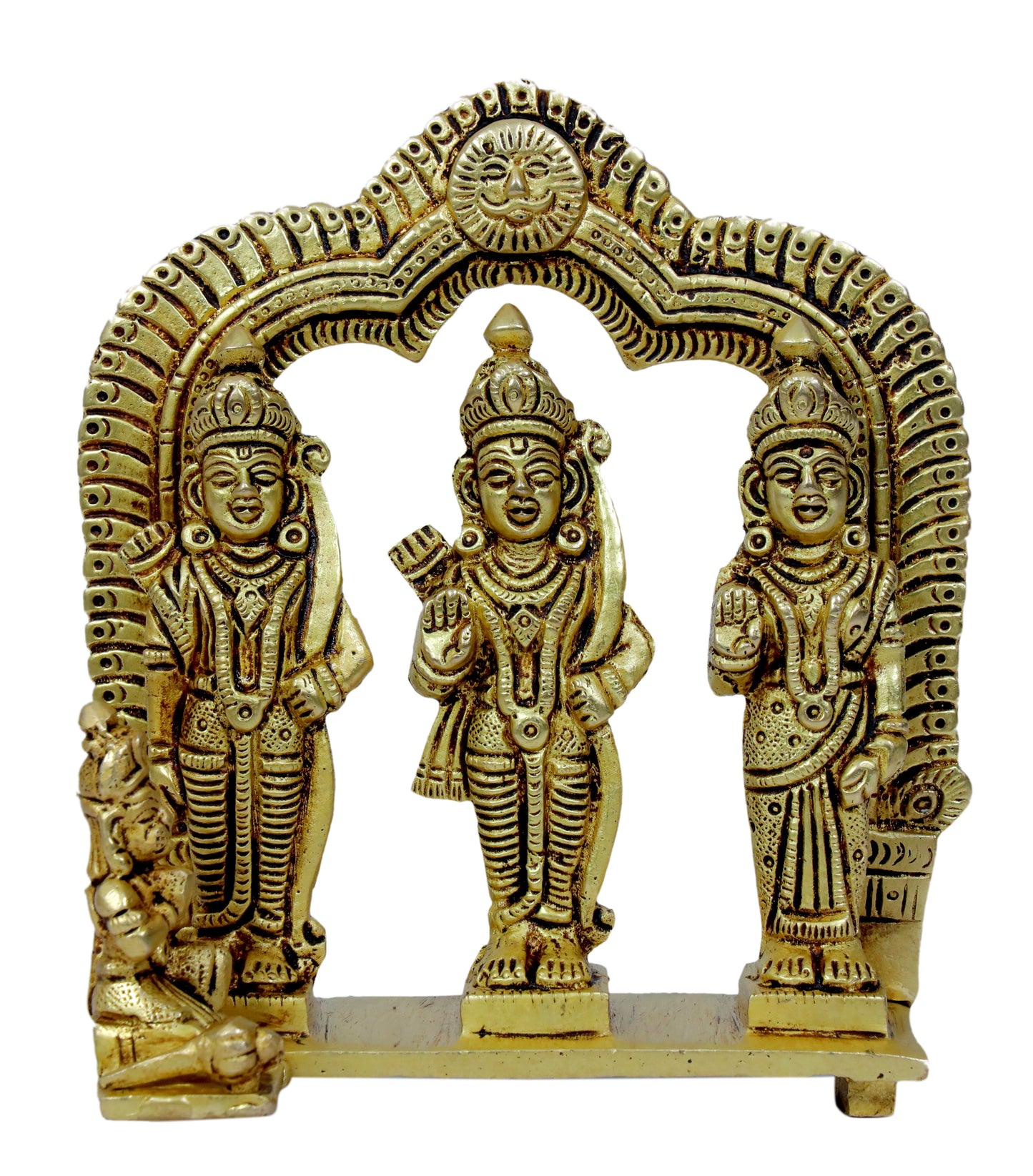 Brass Ram Darbar with Sita Laxman Hanuman Idol Statue Height 19 cm Weight 960 Gram
