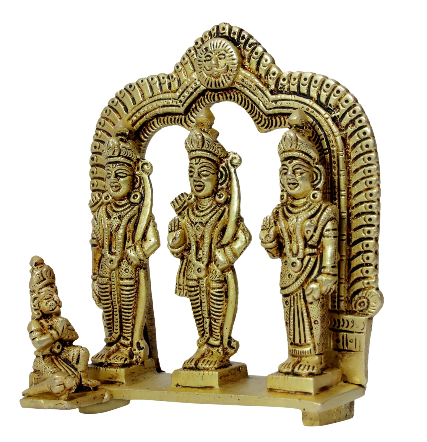 Brass Ram Darbar with Sita Laxman Hanuman Idol Statue Height 19 cm Weight 960 Gram