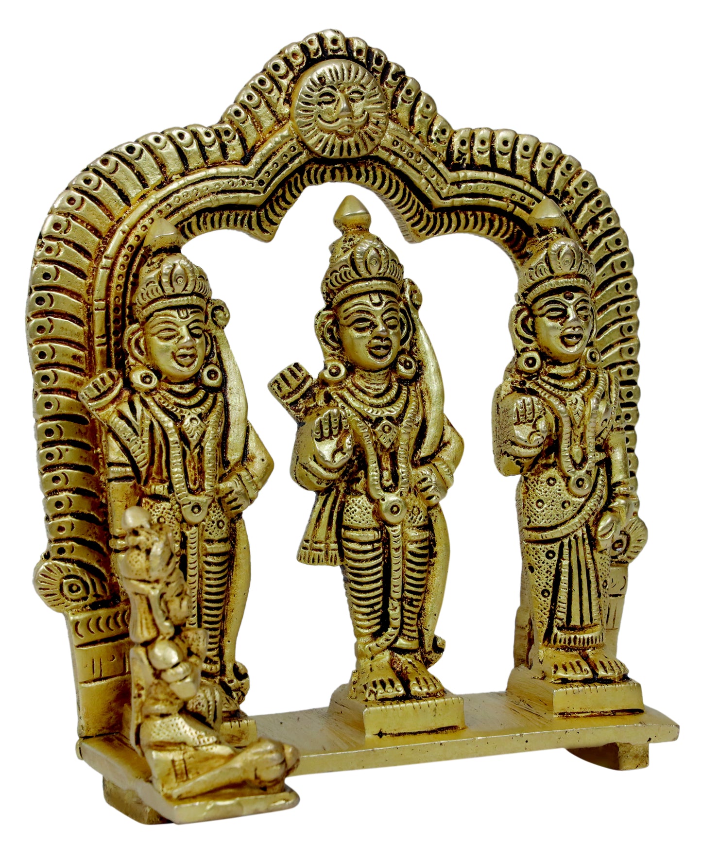 Brass Ram Darbar with Sita Laxman Hanuman Idol Statue Height 19 cm Weight 960 Gram