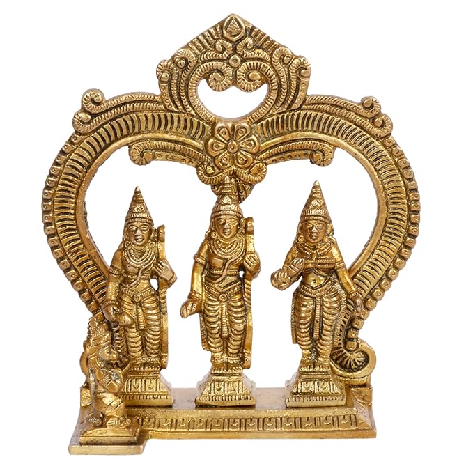 Brass Ram Darbar with Sita Laxman Hanuman Idol Statue Height 19 cm Weight 960 Gram