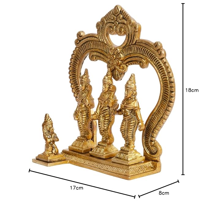 Brass Ram Darbar with Sita Laxman Hanuman Idol Statue Height 19 cm Weight 960 Gram