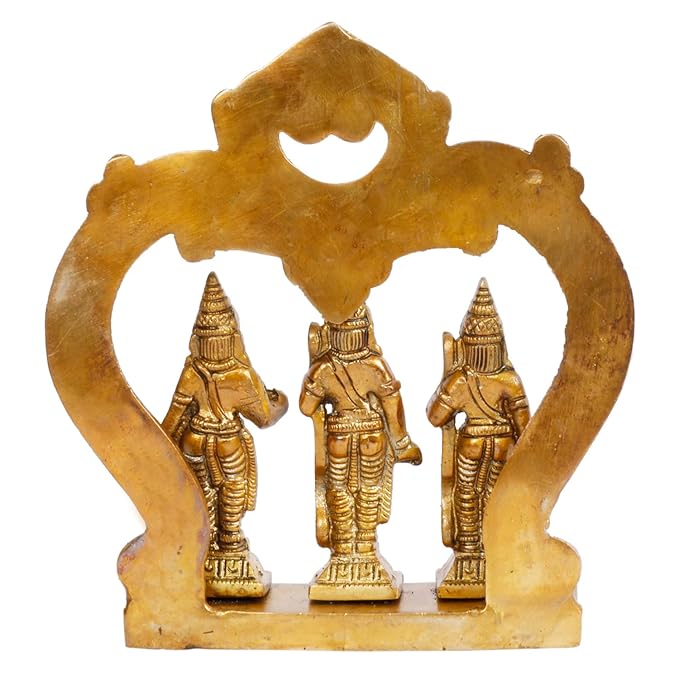 Brass Ram Darbar with Sita Laxman Hanuman Idol Statue Height 19 cm Weight 960 Gram