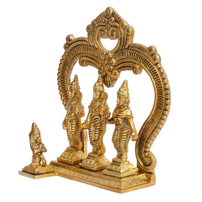 Brass Ram Darbar with Sita Laxman Hanuman Idol Statue Height 19 cm Weight 960 Gram