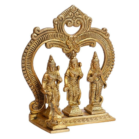 Brassaura™ Brass Ram Darbar Idol – Height 8 Inches & Weight 0.96 Kgs | Sacred Brass Artwork for Temple & Home Altar