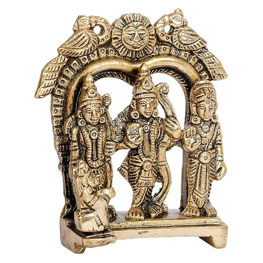Brassaura™ Brass Ram Darbar Idol – Height 5 Inches & Weight 0.27 Kgs | Eternal Symbol of Dharma & Devotion