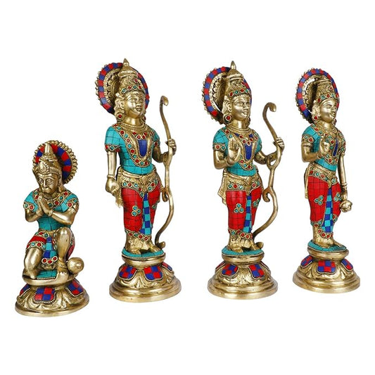 Brassaura® Ram Darbar Brass Statue Set | Lord Ram Sita Lakshman & Hanuman Idol Collection