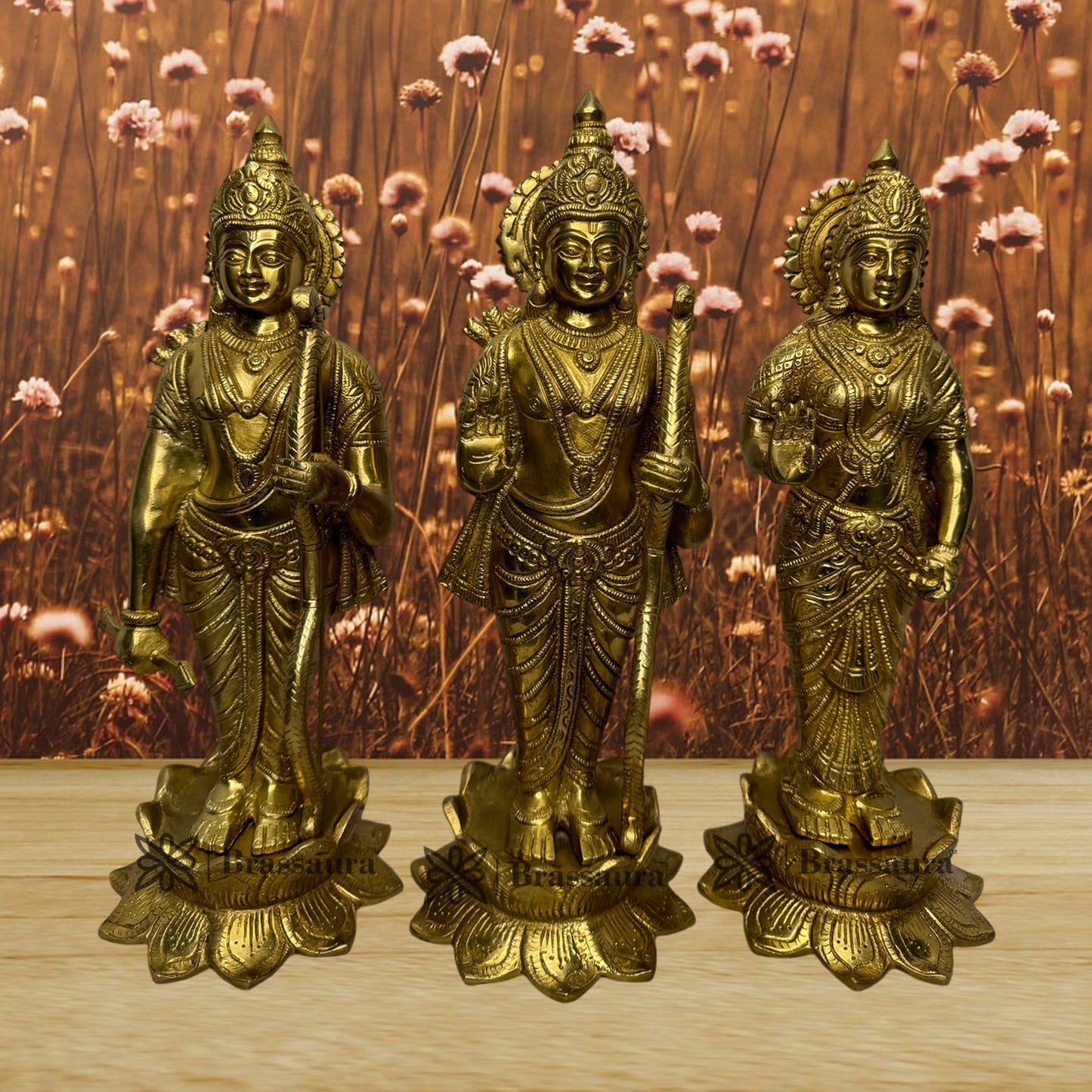 Brass Ram Darbar Murti for Home Height 37 cm Weight 18 Kg