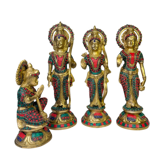 Brass Gem Stone Ram Darbar Statue for Home Decor Height 32 cm Weight 10 Kg