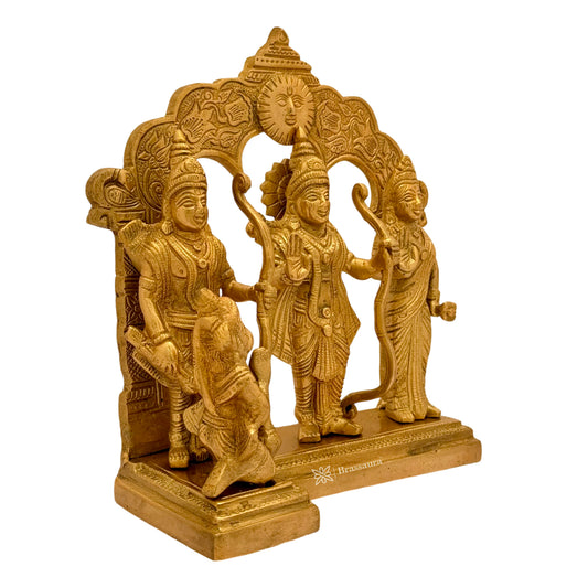 Brassaura™ Brass Ram Darbar Idol – Height 9 Inches & Weight 4.1 Kgs | Handcrafted Devotional Ensemble for Temple Décor