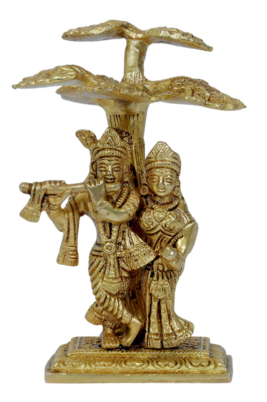 Brassaura™ Radha Krishna Murti | Pure Brass Handcrafted Idol | Height 18 cm (7.08 Inches) & Weight 0.65 Kgs