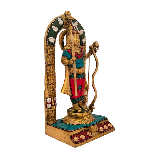 Brassaura™ Brass Gem Stone Work Ram Lalla – Height 9.6 Inches & Weight 2.5 Kgs | Artistic Spiritual Accent