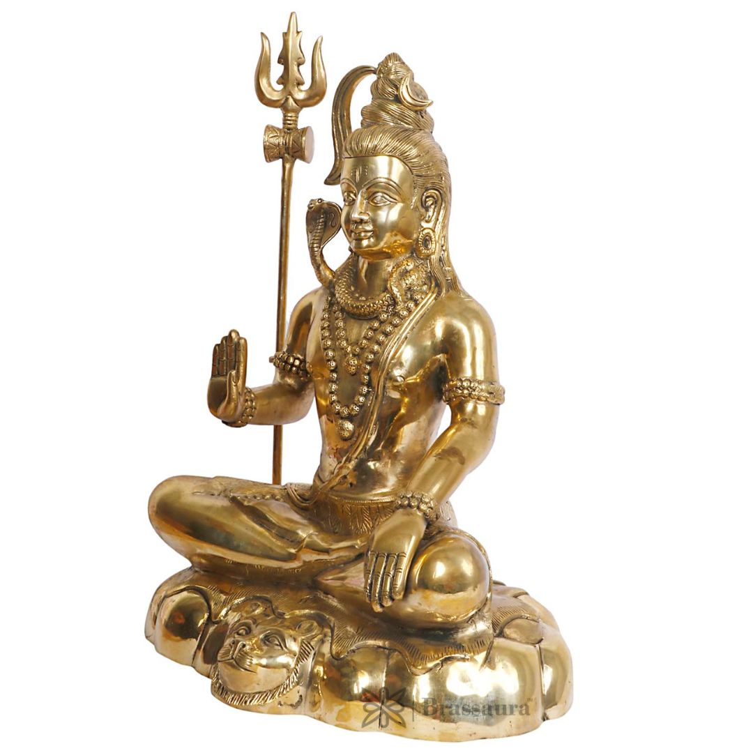 Brassaura™ Premium Brass Lord Shiva Idol – Height 19.2 Inches & Weight 12 Kgs | Spiritual Use