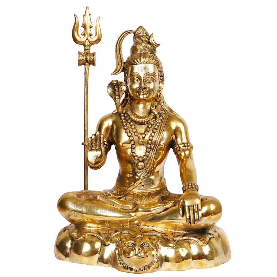 Brassaura™ Premium Brass Lord Shiva Idol – Height 19.2 Inches & Weight 12 Kgs | Spiritual Use
