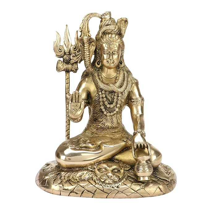 Brassaura™ Premium Brass Lord Shiva Idol – Height 11.2 Inches & Weight 4.1 Kgs | Spiritual Use