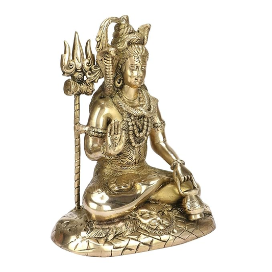 Brassaura™ Premium Brass Lord Shiva Idol – Height 11.2 Inches & Weight 4.1 Kgs | Spiritual Use