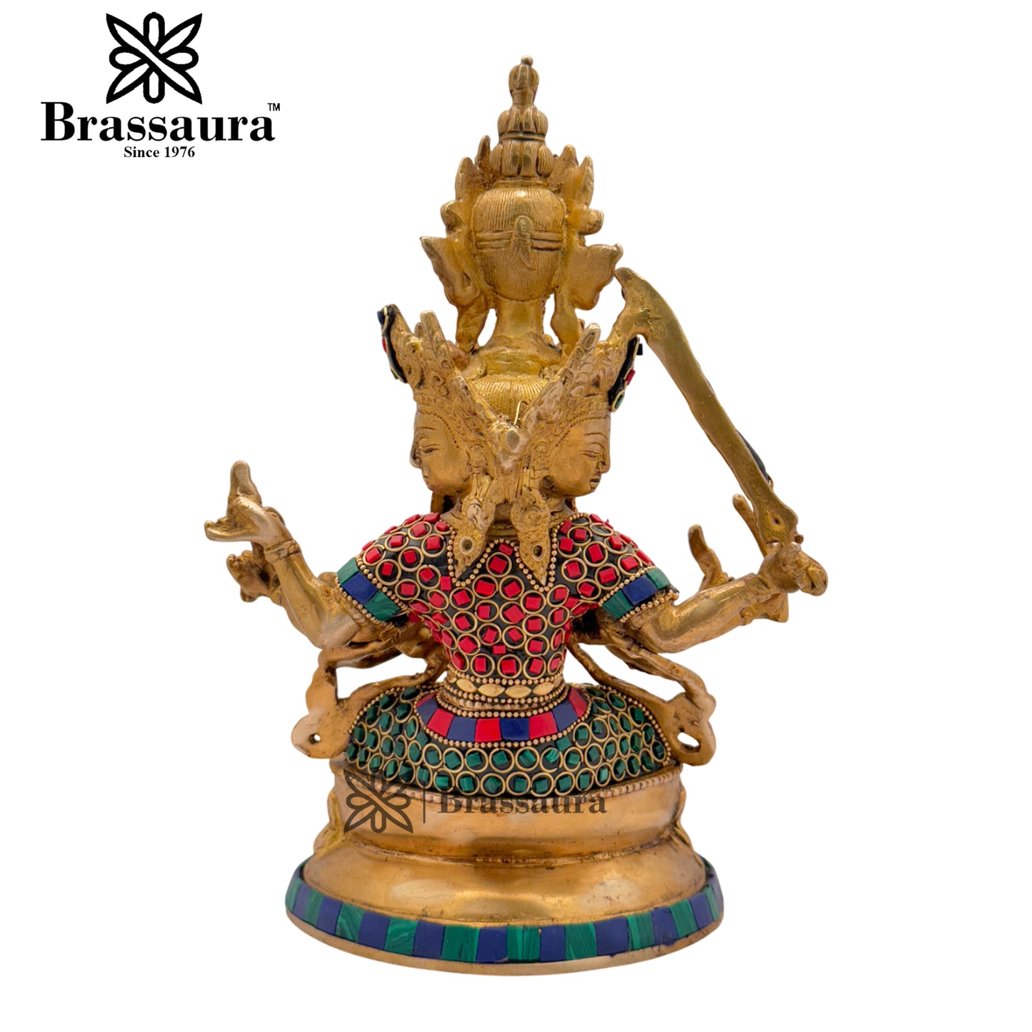 Brass Gem Stone Work Six Hand Tara Weight 2 Kg And Height 10.3 Inch