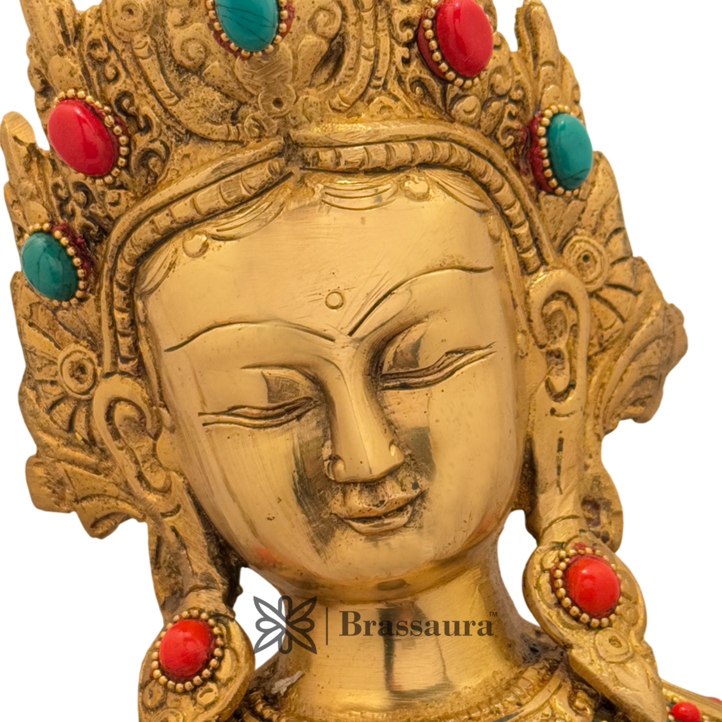 Brass Gem Stone Work Tara Weight 7 Kg And Height 15 Inch