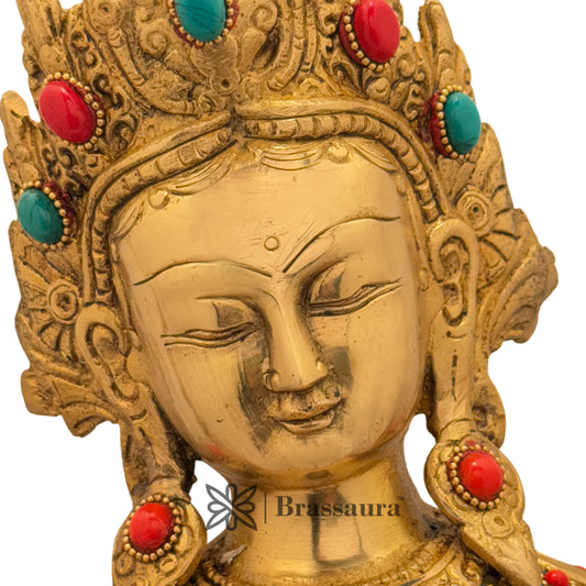 Brass Gem Stone Work Tara Weight 7 Kg And Height 15 Inch