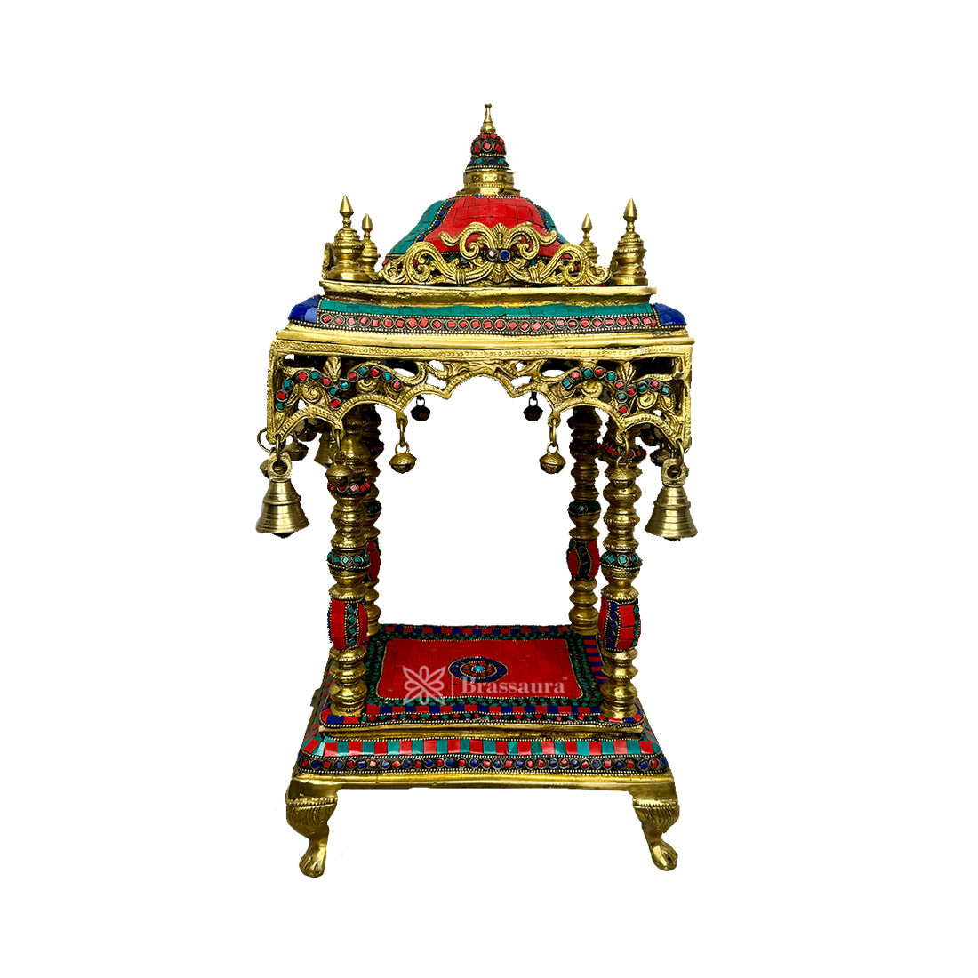 Brass Big Size Gem Stone Work Temple Statue for Home and Decor Weight 14.5 Kg Height 30 cm