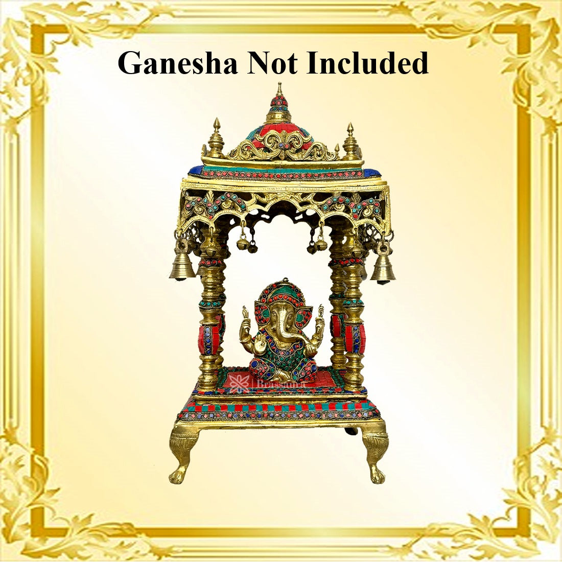 Brass Big Size Gem Stone Work Temple Statue for Home and Decor Weight 14.5 Kg Height 30 cm