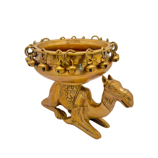 Brassaura® Brass Camel Urli Idol with Antique Brass Finish | Pure Superfine Brass Handcrafted Murti | Brass Statue for Home Temple, Pooja Room | Height 8.3 Inches | Weight 3 Kgs