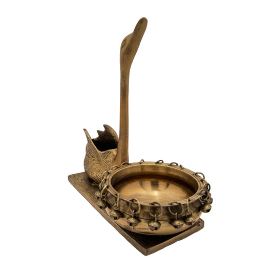 Brassaura® Brass Swan Urli Statue with Antique Brass Finish | Pure Superfine Brass Handcrafted Murti | Brass Statue for Home Temple, Pooja Room | Height 12.2 Inches | Weight 4.1 Kgs