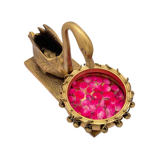 Brass Swan Umi Urli Statue for Home and Decor Height 31 cm Weight 4.1 Kg